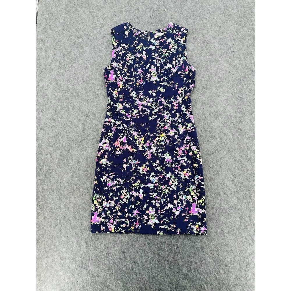 Shoshanna Neon Floral Sheath Dress Size 4 Sleeveless Blue Pink Green Bodycon Zip